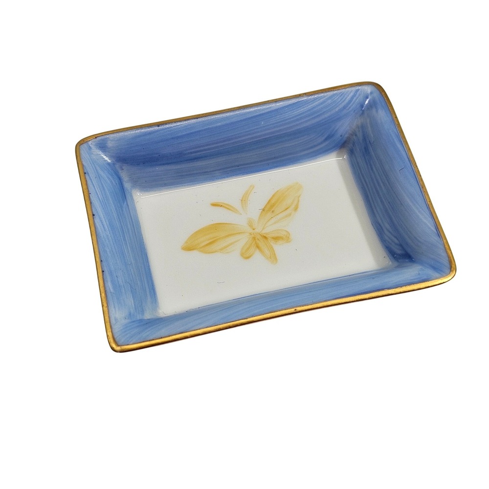 Marie Daage Palais Royal Paris Limoges Porcelain Butterfly Trinket Dish Blue Gld